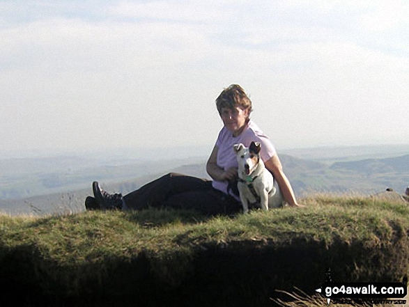 My wife and Billy the dog on Grindslow Knoll (Kinder Scout)