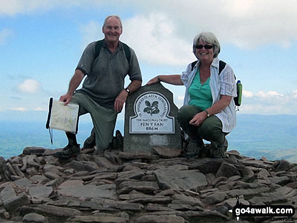 Walk po107 Y Gyrn, Corn Du and Pen y Fan from The Storey Arms Outdoor Centre - Me (70) and Carole (65) on Pen y Fan 2 days after our 45th Wedding Anniversary