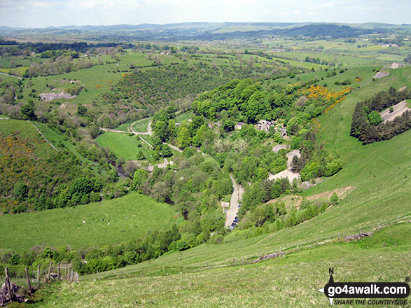 Walk s134 The Manifold Way, Wettonmill, Sugarloaf and Ecton Hill from Hulme End - The Manifold Valley and the Manifold Way from Ecton Hill