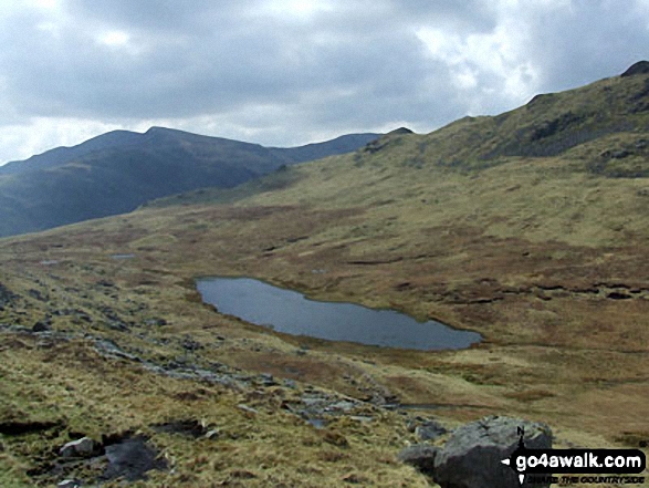 Red Tarn (Langdale) with Great Carrs and Swirl How in the distance from Pike of Blisco (Pike o' Blisco)