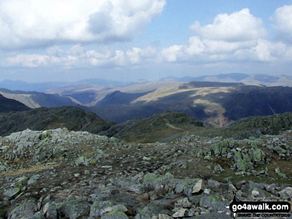 Bow Fell (Bowfell) and Shelter Crags from Crinkle Crags (Long Top)