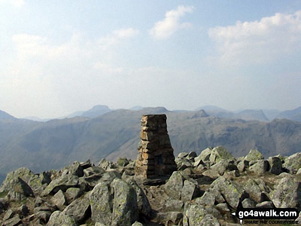 Walk c369 High Raise, Ullscarf and Grange Fell from Rosthwaite - The High Raise (Langdale) summit trig point