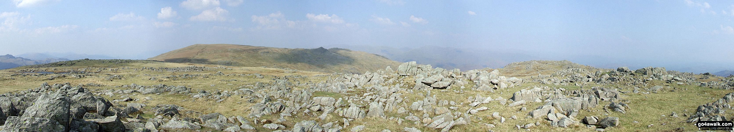 Walk c281 The Langdale Pikes via North Rake from The New Dungeon Ghyll, Great Langdale - *High Raise (Langdale) and Seargent Man (dark pimple left of centre) and Codale Head from Thunacar Knott