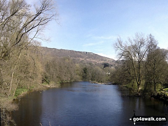 Curbar Edge from the bridge over the River Derwent on the A625 near Calver