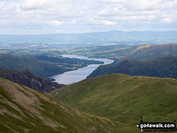 Walk c427 Helvellyn via Striding Edge from Patterdale - Birkhouse Moor with Ullswater beyond from Helvellyn