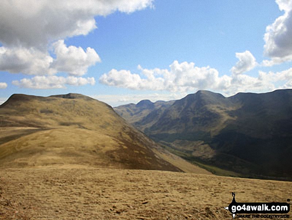 Walk c263 The High Stile Ridge from Buttermere - Red Pike (Buttermere) summit from Lingcomb Edge with Pillar prominent across Ennerdale