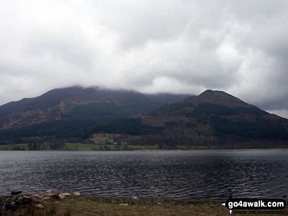 Skiddaw (in the mist) and Dodd (Skiddaw) from across Bassenthwaite Lake