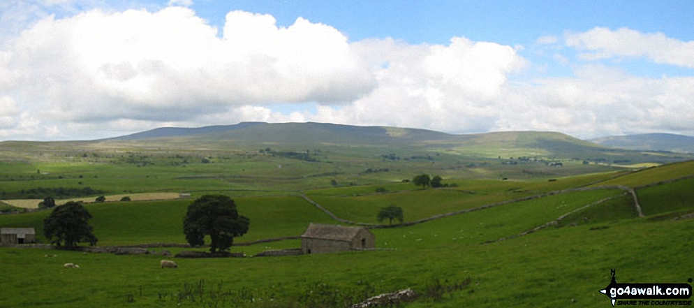 Walk ny158 Pen-y-ghent and Plover Hill from Horton in Ribblesdale - *Ingleborough and Whernside from The Pennine Way near Hull Pot