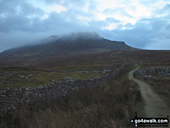 Walk ny101 The Yorkshire Three Peaks from Horton in Ribblesdale - A brooding Pen-y-ghent from Horton in Ribblesdale