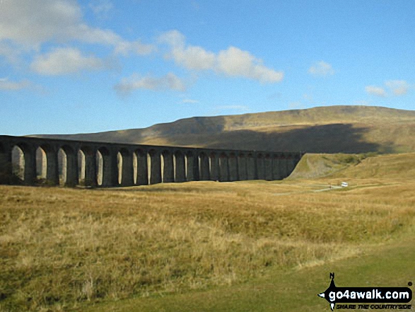 Walk ny101 The Yorkshire Three Peaks from Horton in Ribblesdale - Ribblehead Viaduct with Whernside beyond