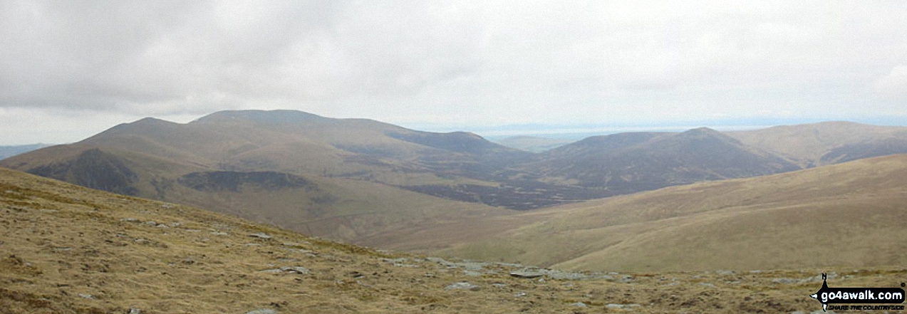 *Skiddaw from Blencathra or Saddleback (Hallsfell Top) with the Solway Firth in the distance