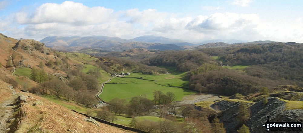 Walk c303 Swirl How and Wetherlam from Little Langdale - *Tilberthwaite with Helvellyn and Fairfield beyond from Wetherlam