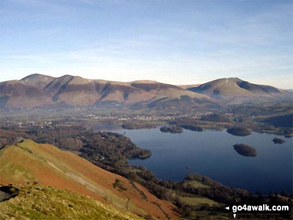 Walk c399 Cat Bells and Derwent Water from Keswick - Skiddaw, Blencathra (or Saddleback) and Derwent Water from Cat Bells (Catbells)