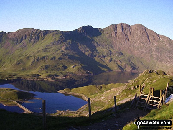 Llyn Llydaw with Y Lliwedd beyond from Bwlch y Moch