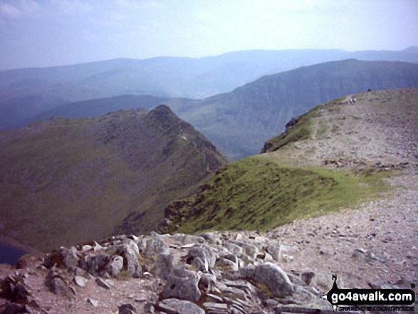 Walk c427 Helvellyn via Striding Edge from Patterdale - Striding Edge from the Helvellyn summit ridge