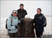 Bryan, Lorna and Ami Goodfellow on the summit of Pen-y-Ghent in the snow