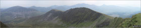 Mynydd Mawr (Llyn Cwellyn), Y Garn (Moel Hebog), The Nantlle Ridge and Mynydd Drws-y-coed from Trum y Ddysgl - with The Snowdon Massif (Moel Eilio (Llanberis), Foel Gron, Moel Cynghorion, Garnedd Ugain (Crib y Ddysgl), Snowdon (Yr Wyddfa), Y Lliwedd and Yr Aran) forming the backdrop