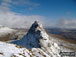 Snow on Meall Meadhonach (Suilven) from Bealach Mor below the higher Suilven summit Suilven (Caisteal Liath)