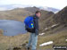 Dave Munro and Red Tarn from Helvellyn with Striding Edge beyond