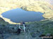 Climbing Harrison Stickle above Stickle Tarn in the Langdale Pikes