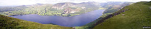 Ennerdale Bridge, Bowness Knott, Great Bourne, Starling Dodd, Red Pike (Buttermere), High Stile and Pillar sourrounding Ennerdale Water from the summit of Crag Fell